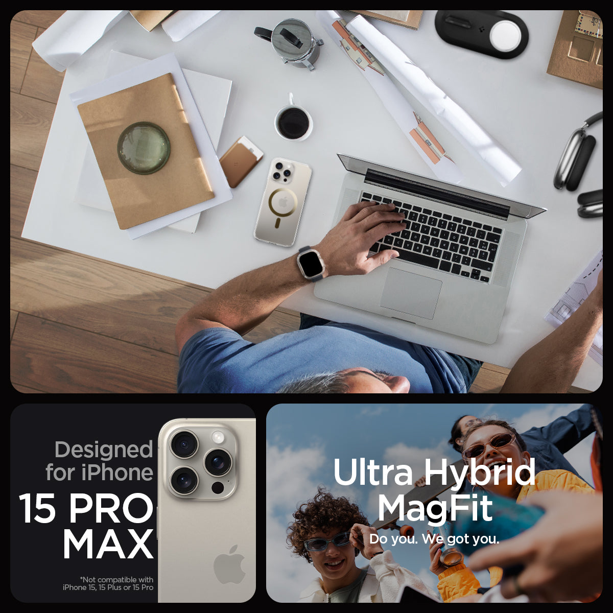 ACS06579 - iPhone 15 Pro Max Case Ultra Hybrid (MagFit) in gold designed for iPhone 15 pro max. ultra hybrid magfit. do you. we got you.