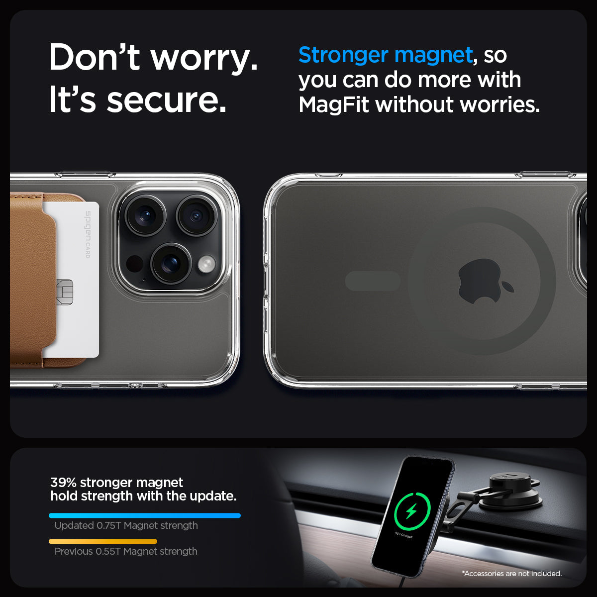 ACS06577 - iPhone 15 Pro Max Case Ultra Hybrid (MagFit) in graphite don't worry. It's secure. stronger magnet, so you can do more with magfit without worries.