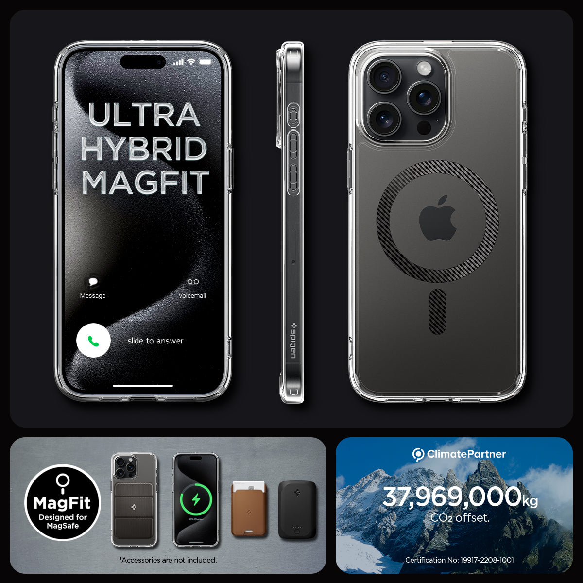 ACS06717 - iPhone 15 Pro Case Ultra Hybrid (MagFit) in carbon fiber