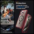ACS07057 - iPhone 15 Pro Case Ultra Hybrid (MagFit) in frost deep red all day protection. Airbag like corners for protection against everyday drops. air cushion technology.