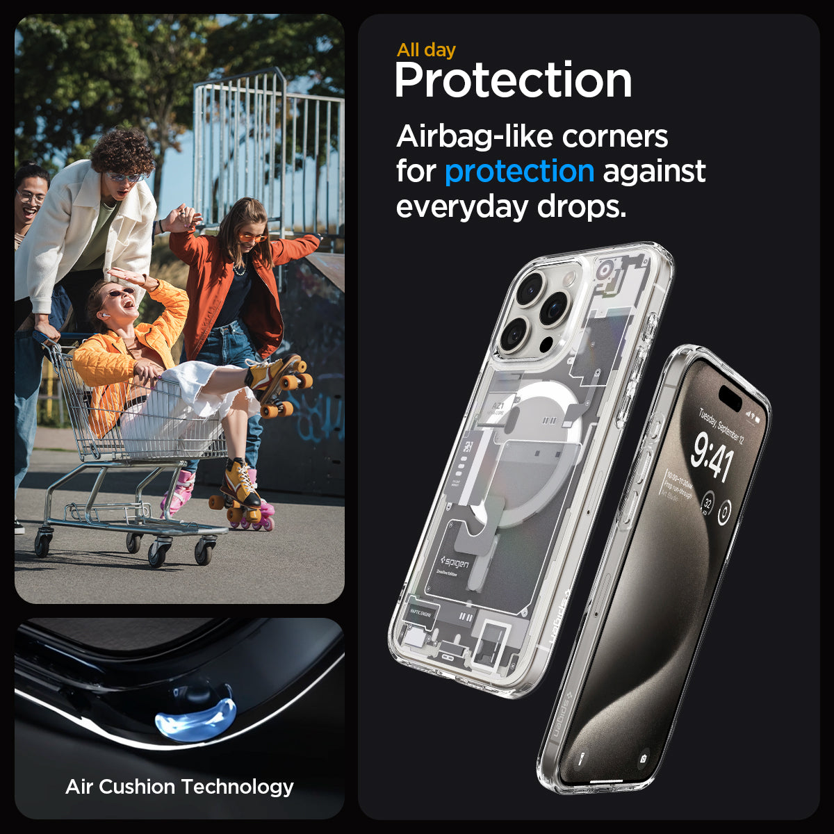 ACS07036 - iPhone 15 Pro Case Ultra Hybrid Zero One in white all day protection. Airbag like corners for protection against everyday drops.