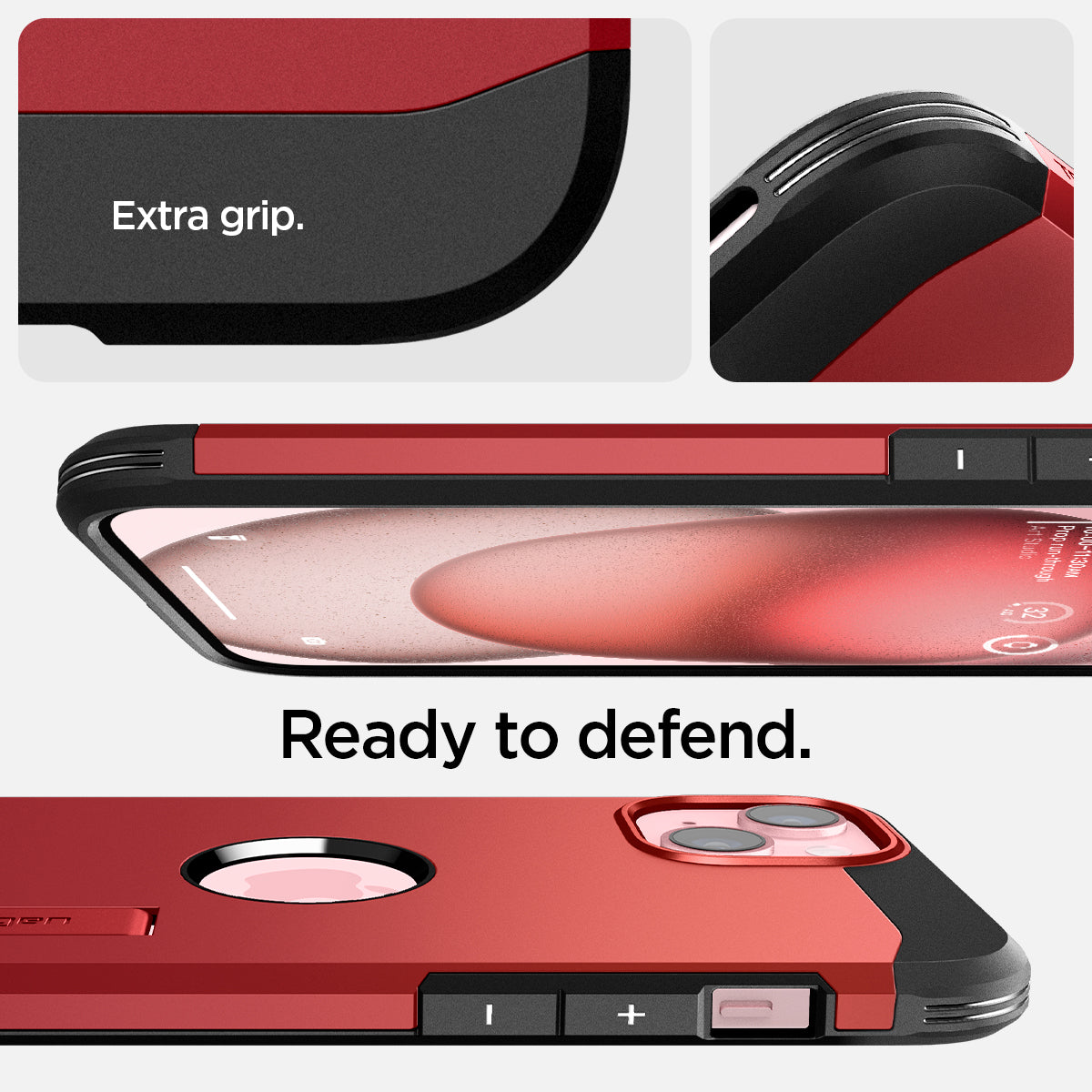 ACS06814 - iPhone 15 Case Tough Armor (MagFit) in red extra grip. ready to defend.