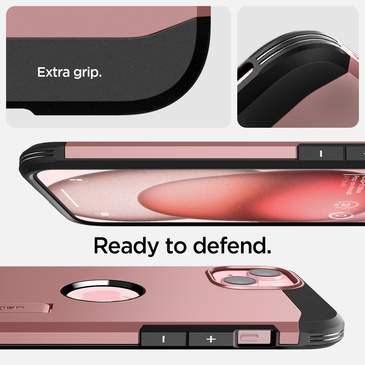 ACS06813 - iPhone 15 Case Tough Armor (MagFit) in rose gold extra grip. ready to defend.