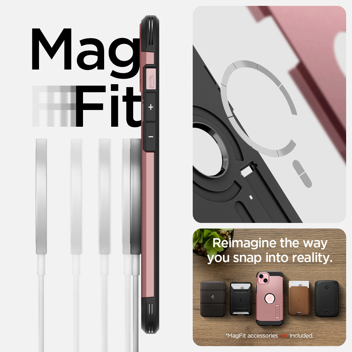 ACS06813 - iPhone 15 Case Tough Armor (MagFit) in rose gold reimagine the way you snap into reality.