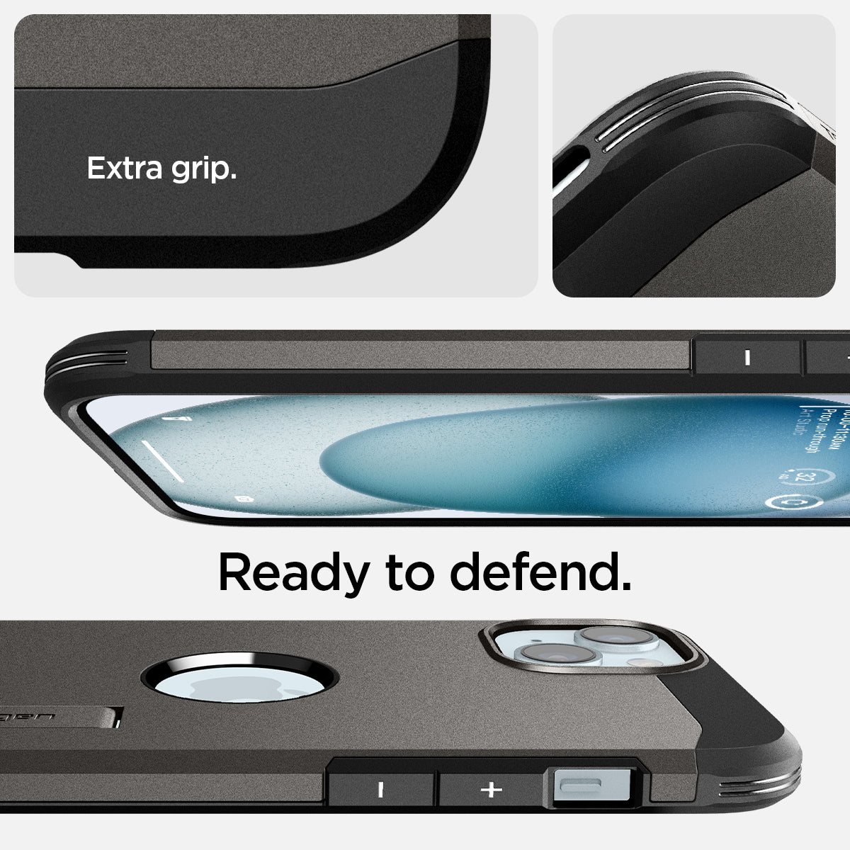 ACS06668 - iPhone 15 Plus Case Tough Armor (MagFit) in gunmetal extra grip. ready to defend.