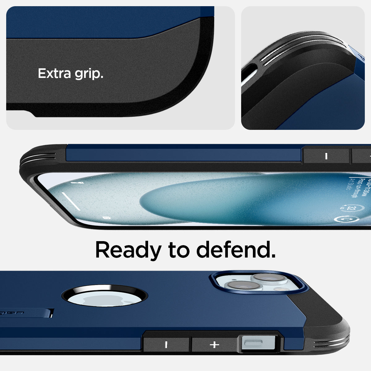 ACS06670 - iPhone 15 Plus Case Tough Armor (MagFit) in navy blue extra grip. ready to defend.