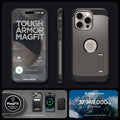 ACS06732 - iPhone 15 Pro Case Tough Armor (MagFit) in gunmetal tough armor magfit. designed for magsafe. 37,969,000kg CO2 offset.
