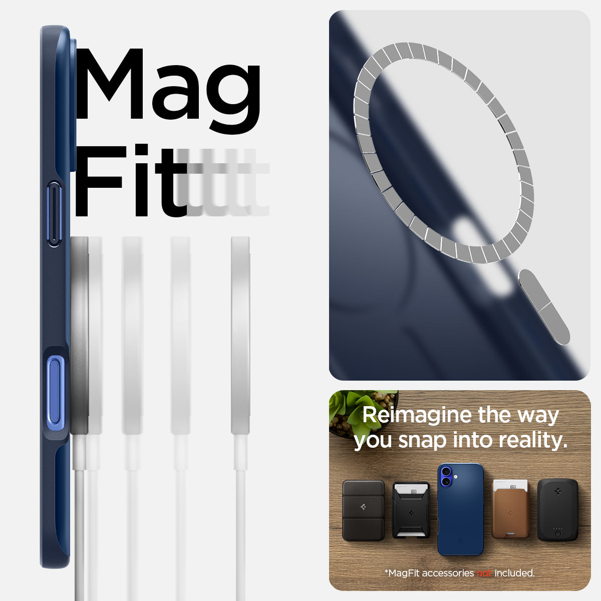 ACS08187 - iPhone 16 Case Thin Fit (MagFit) in Navy Blue magfit. reimagine the way you snap into reality.