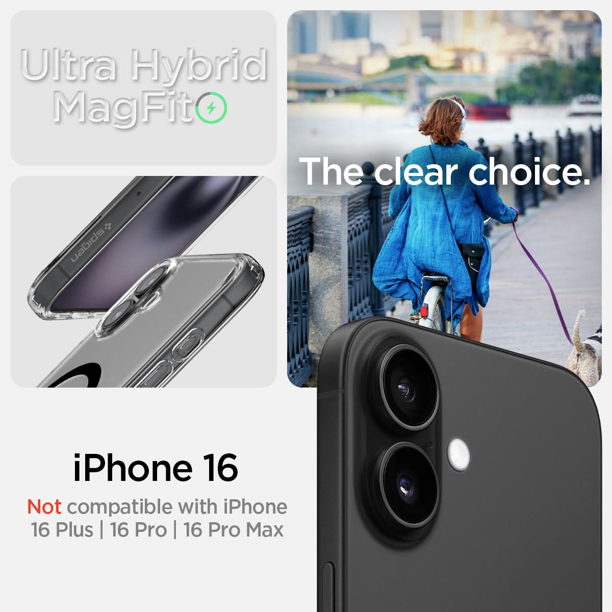 ACS08206 - iPhone 16 Case Ultra Hybrid (MagFit) in Black ultra hybrid magfit. the clear choice. iPhone 16 Plus. Not compatible with iPhone 16, 16pro, 16pro max.