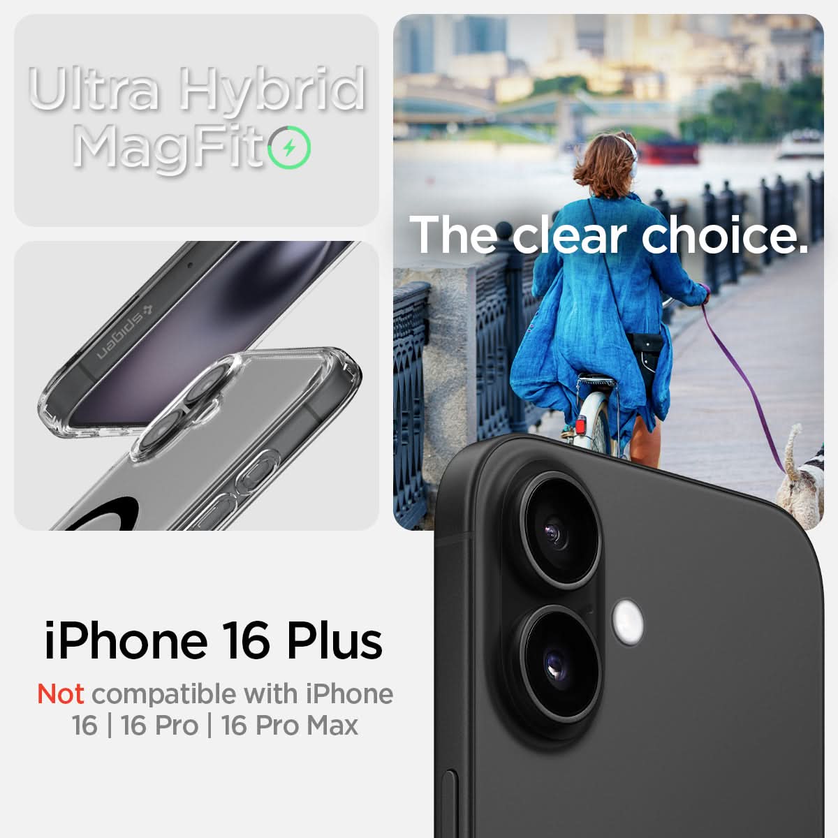 ACS08076 - iPhone 16 Plus Case Ultra Hybrid (MagFit) in Black ultra hybrid magfit. the clear choice. iPhone 16 Plus. Not compatible with iPhone 16, 16pro, 16pro max.