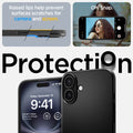 ACS08060 - iPhone 16 Plus Case Thin Fit (MagFit) in Black raised lips help prevent surfaces scratches for camera and screen. oh snap. protection.