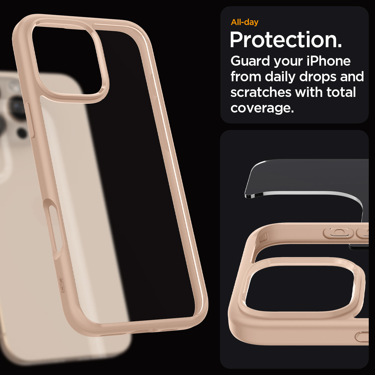 ACS08688 - iPhone 16 Pro Max Case Ultra Hybrid in Rose Titanium all day protection. guard your iPhone from daily drops and scratches with total coverage.