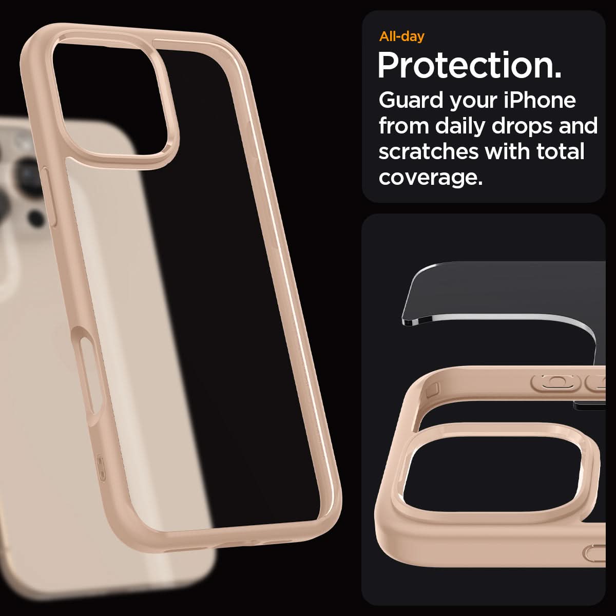 ACS08688 - iPhone 16 Pro Max Case Ultra Hybrid in Rose Titanium all day protection. guard your iPhone from daily drops and scratches with total coverage.