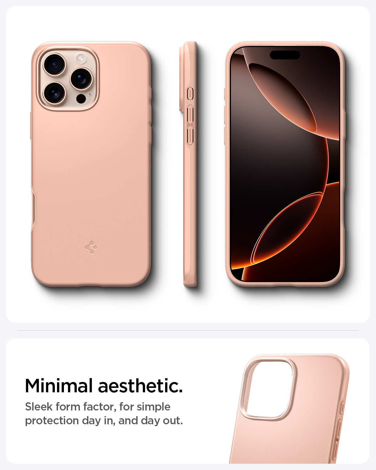ACS08691 - iPhone 16 Pro Case Thin Fit (MagFit) in Rose Titanium minimal aesthetic. Sleek form factor, for simple protection day in, and day out.