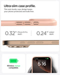ACS08691 - iPhone 16 Pro Case Thin Fit (MagFit) in Rose Titanium ultra slim case profile. Thin and sturdy case design keeps your phone protected and bulk free. 0.32