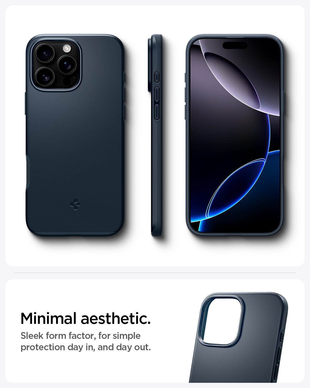 ACS08108 - iPhone 16 Pro Case Thin Fit (MagFit) in Metal Slate minimal aesthetic. Sleek form factor, for simple protection day in, and day out.