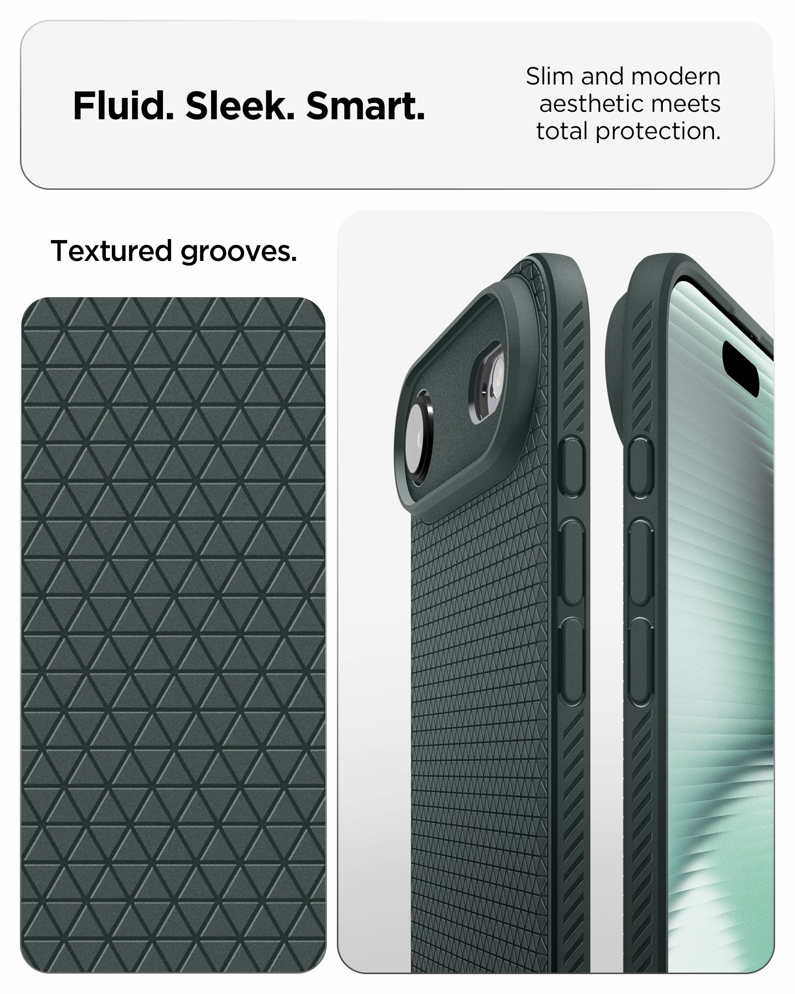 ACS09924 - iPhone 17 Air Liquid Air in Abyss Green showing fluid, sleek, smart. slim and modern aesthetic meets total protection.