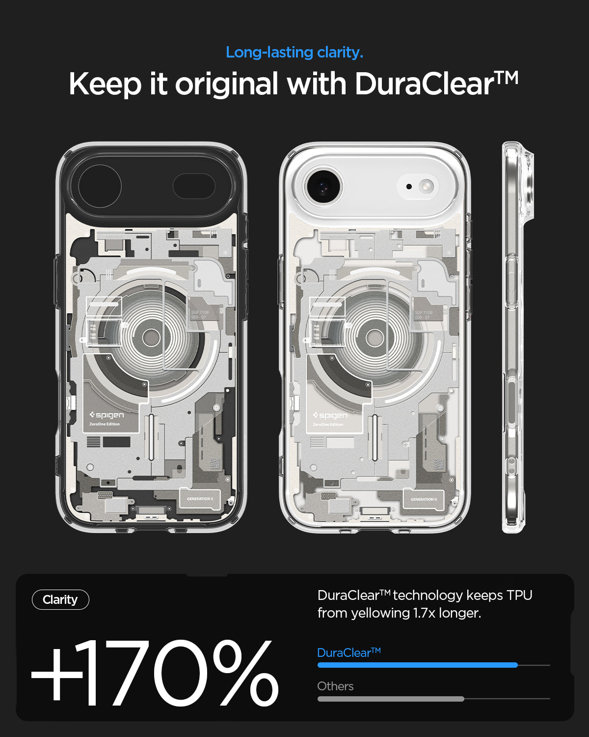 ACS10057 - iPhone 17 Air Ultra Hybrid Zero One (MagFit) in Zero One Natural Titanium showing long lasting clarity. keep it original with dura clear.