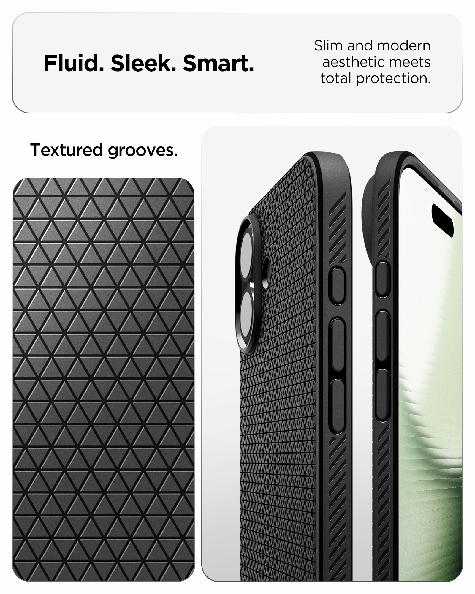 ACS09977 - iPhone 17 Liquid Air in Matte Black showing fluid, sleek, smart. slim and modern aesthetic meets total protection.