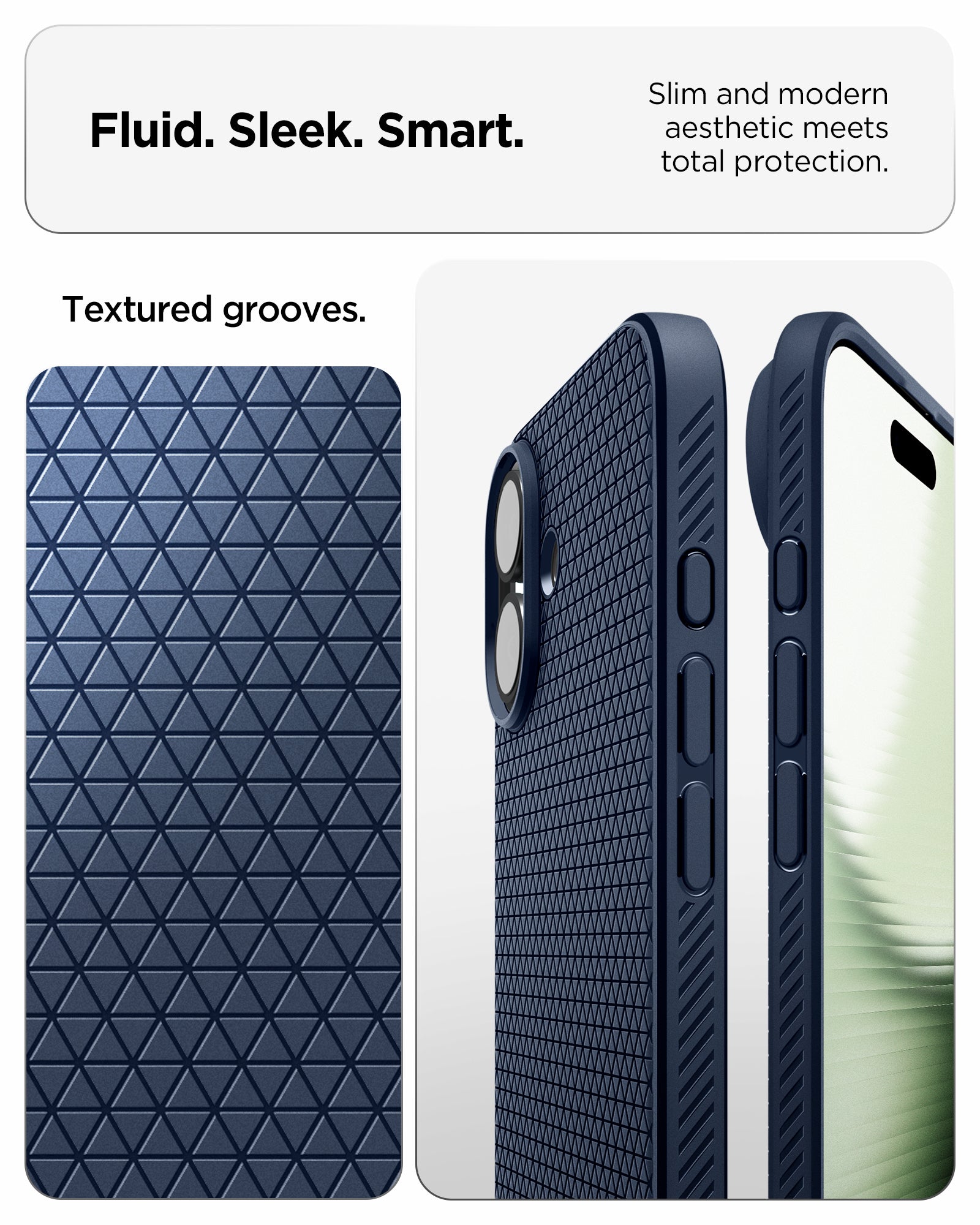 ACS09978 - iPhone 17 Liquid Air in Navy Blue showing fluid, sleek, smart. slim and modern aesthetic meets total protection.