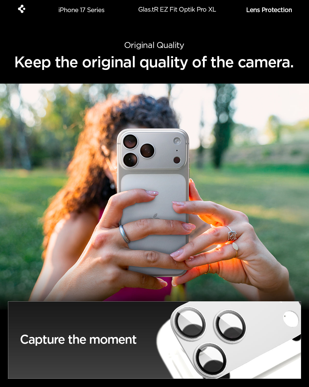AGL10647 - iPhone 17 Pro Optik Pro XL EZ Fit Lens Protector in silver