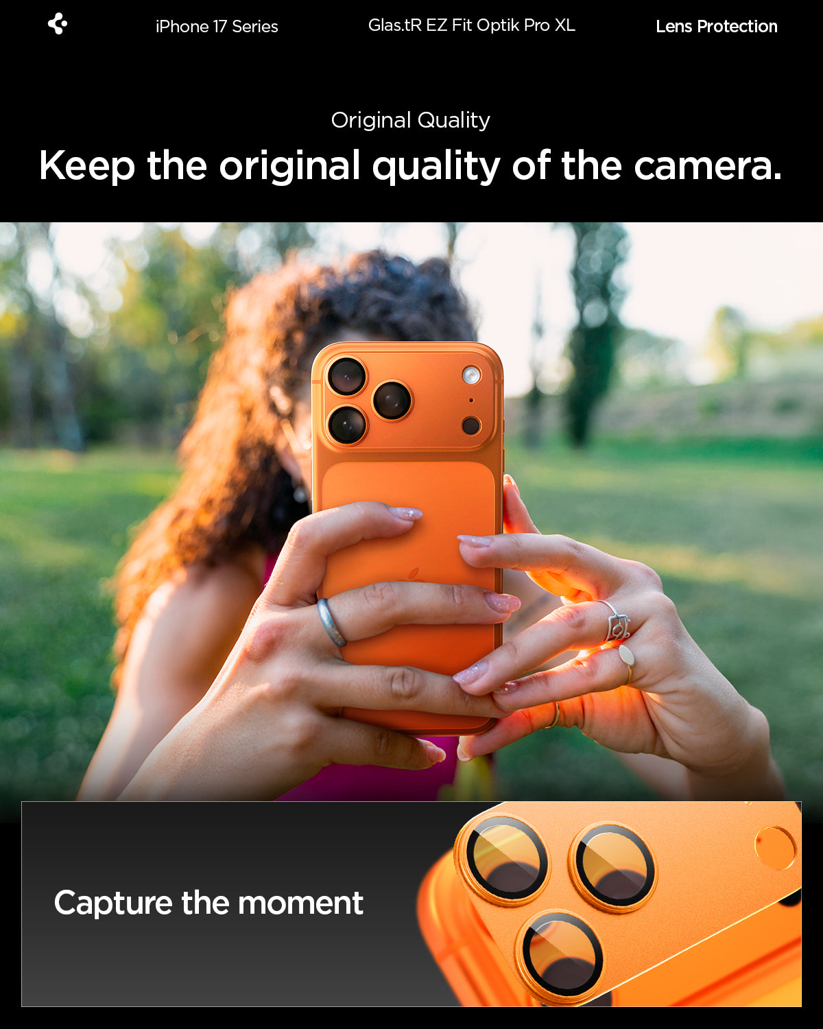 AGL10645 - iPhone 17 Pro Optik Pro XL EZ Fit Lens Protector in orange