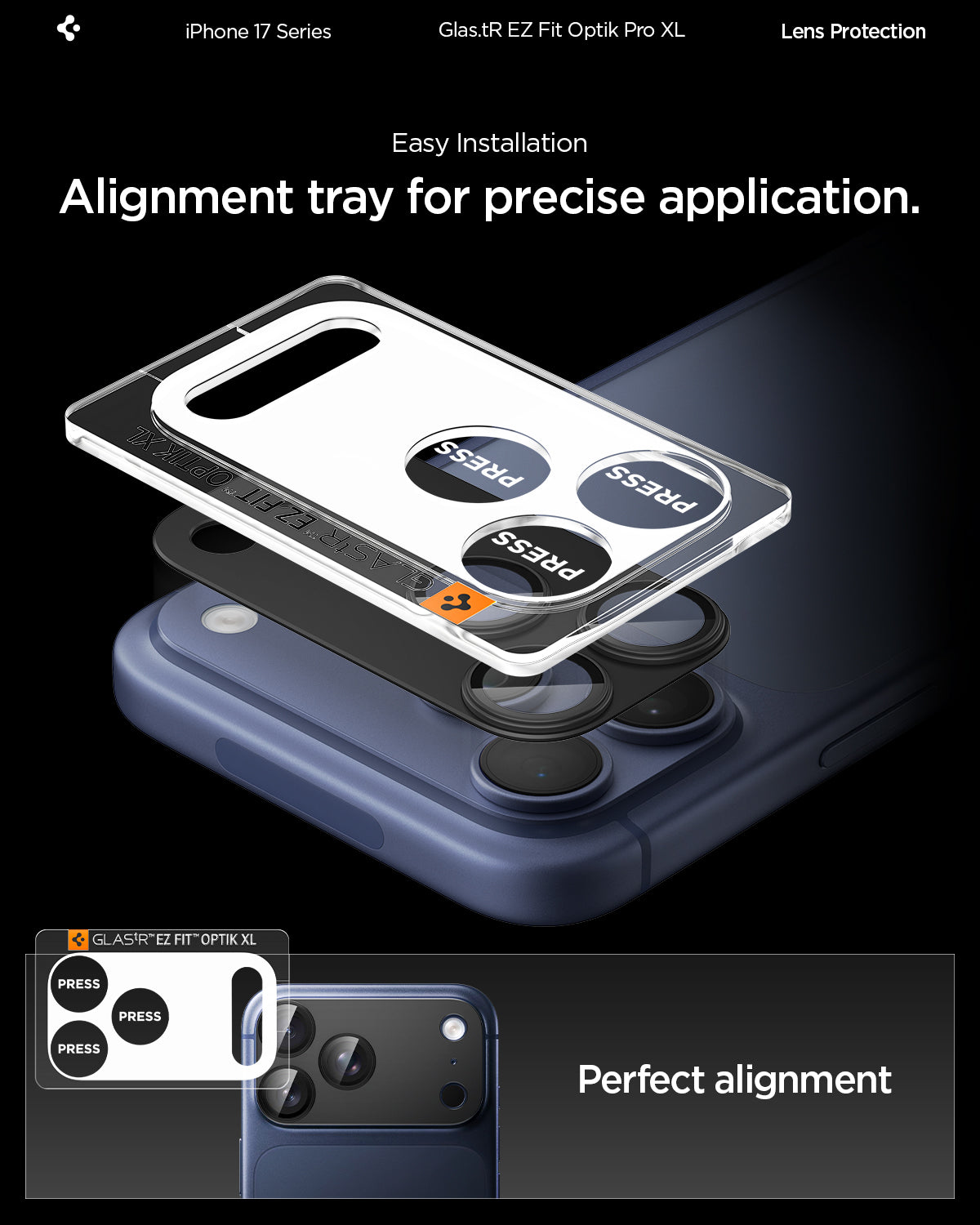 AGL10644 - iPhone 17 Pro Optik Pro XL EZ Fit Lens Protector in black