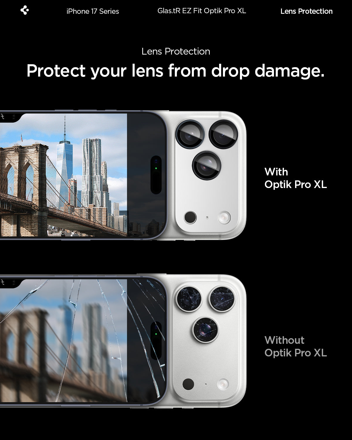 AGL10647 - iPhone 17 Pro Optik Pro XL EZ Fit Lens Protector in silver