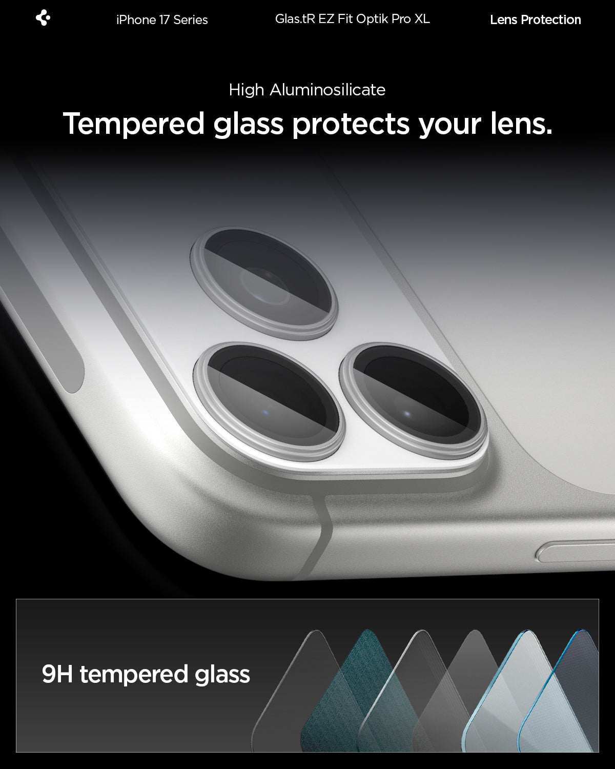 AGL10647 - iPhone 17 Pro Optik Pro XL EZ Fit Lens Protector in silver
