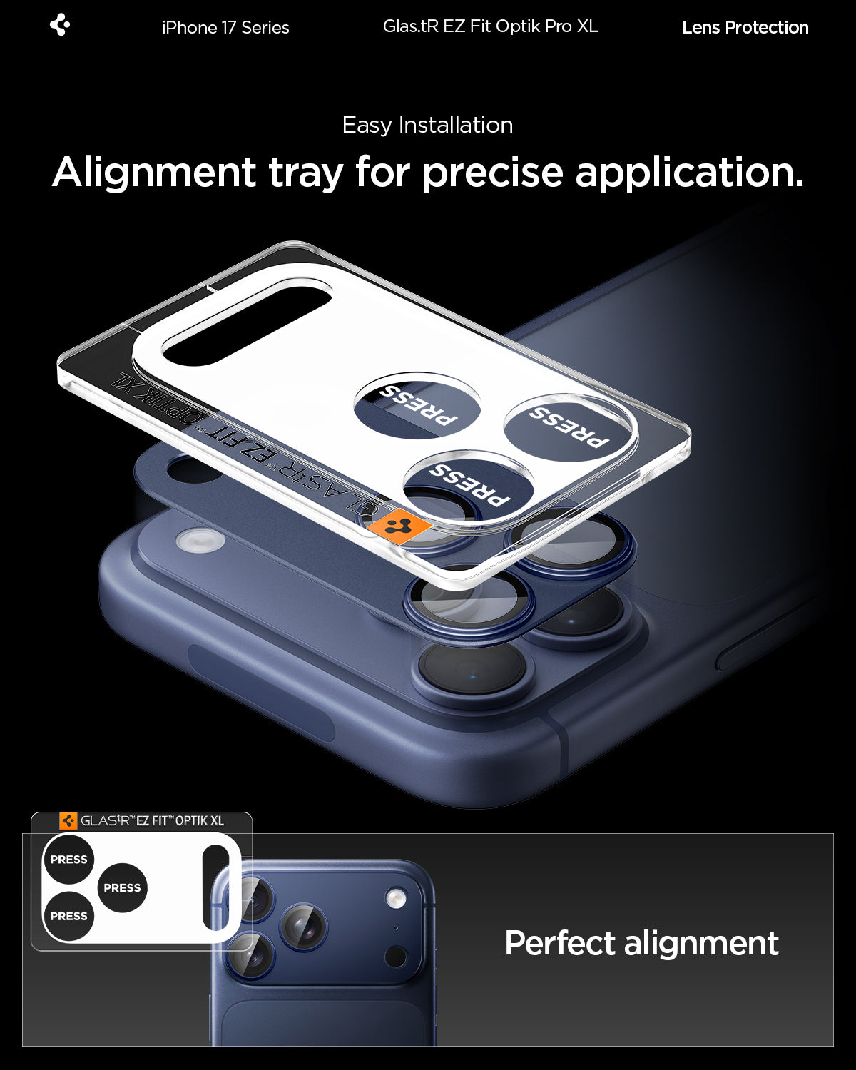 AGL10651 - iPhone 17 Pro Max Optik Pro XL EZ Fit Lens Protector in blue