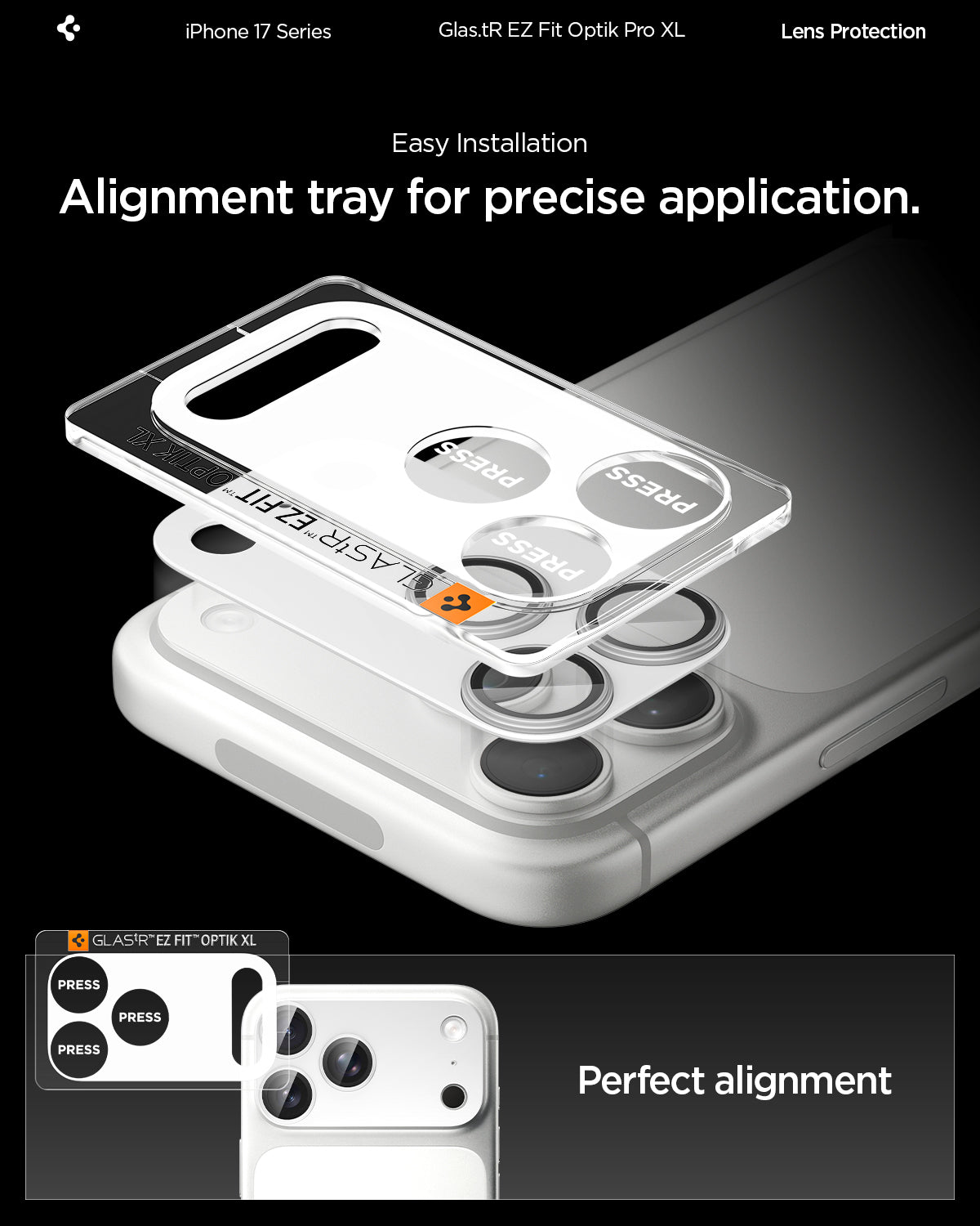 AGL10652 - iPhone 17 Pro Max Optik Pro XL EZ Fit Lens Protector in silver