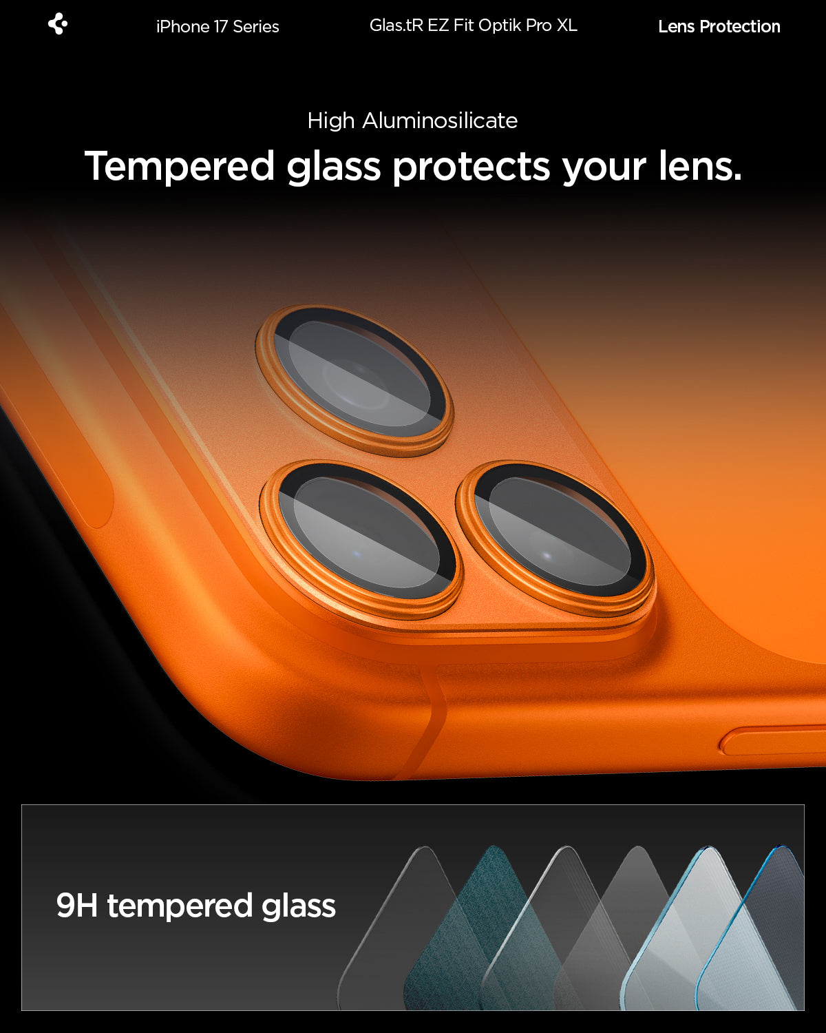 AGL10650 - iPhone 17 Pro Max Optik Pro XL EZ Fit Lens Protector in orange