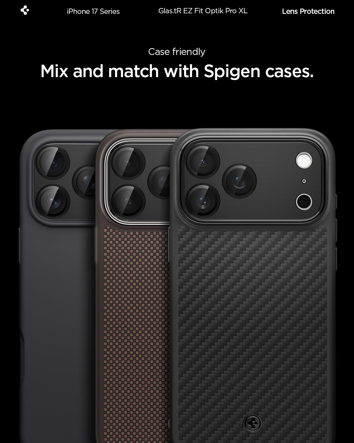 AGL10649 - iPhone 17 Pro Max Optik Pro XL EZ Fit Lens Protector in black
