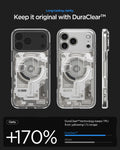 ACS10072 - iPhone 17 Pro Case Ultra Hybrid Zero One (MagFit) in Zero One Natural Titanium showing long lasting clarity. keep it original with dura clear.