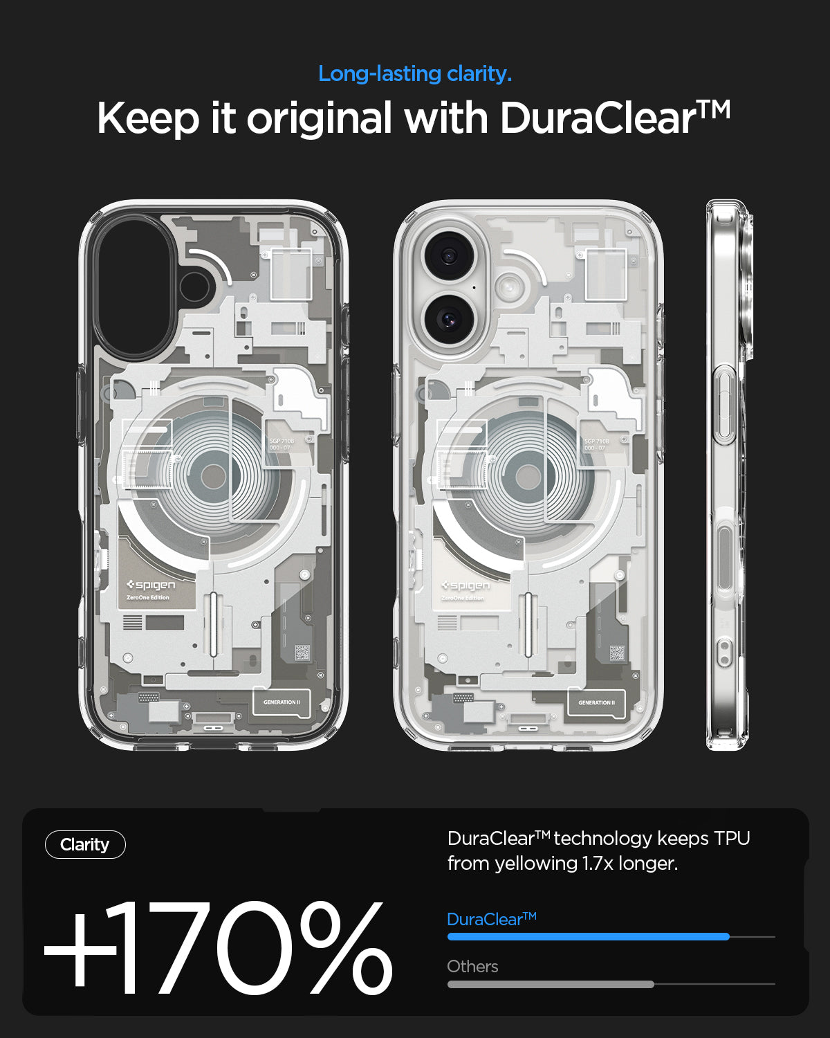 ACS10088 - iPhone 17 Ultra Hybrid Zero One (MagFit) in Zero One Natural Titanium showing long lasting clarity. keep it original with dura clear.