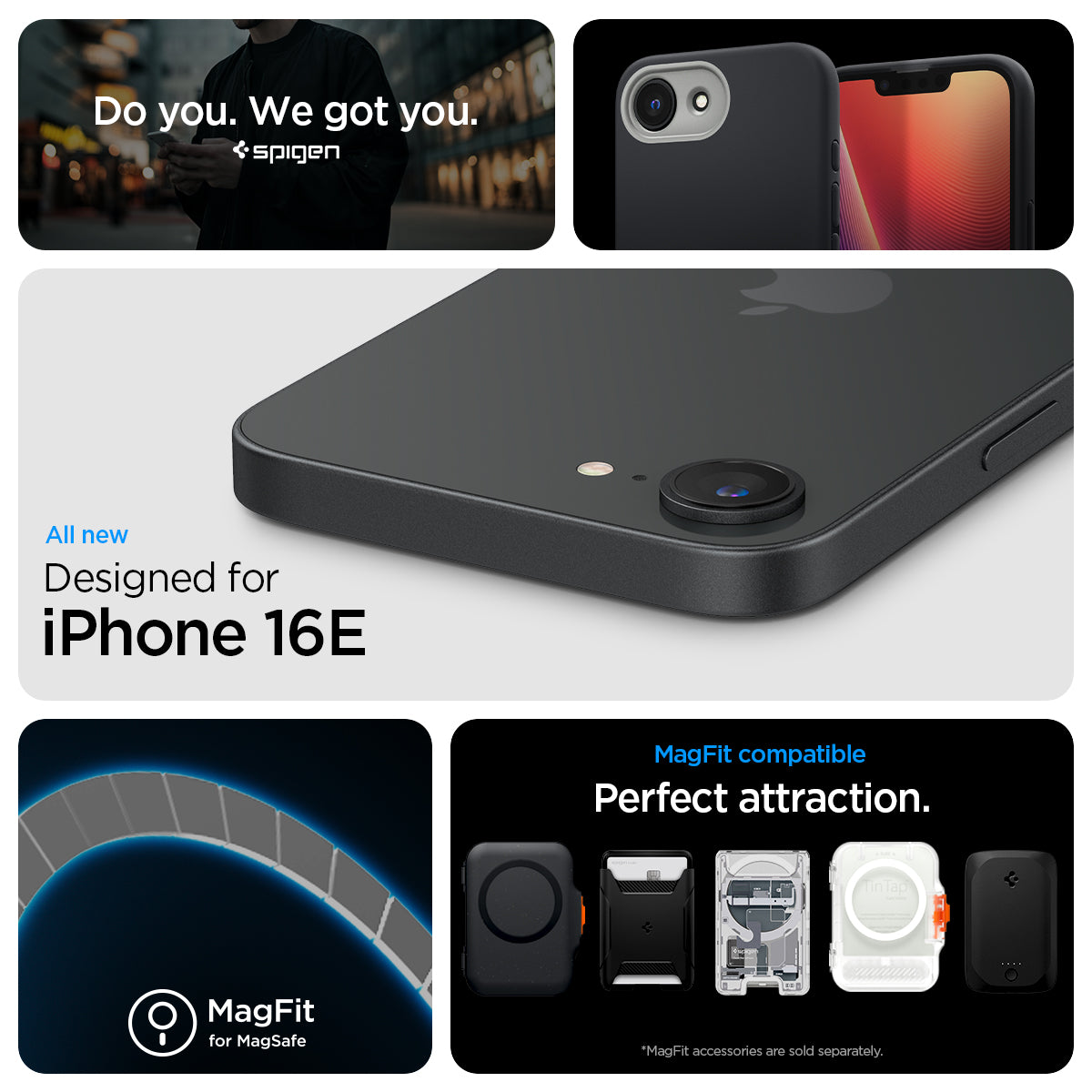 ACS09155 - iPhone 16e Case Nano Pop (MagFit) in Black Sesame showing the new design for iPhone 16E. MagFit compatible