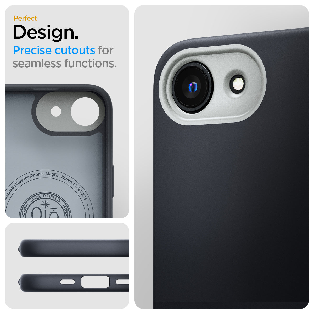 ACS09155 - iPhone 16e Case Nano Pop (MagFit) in Black Sesame showing the perfect design. Precise cutouts for seamless functions