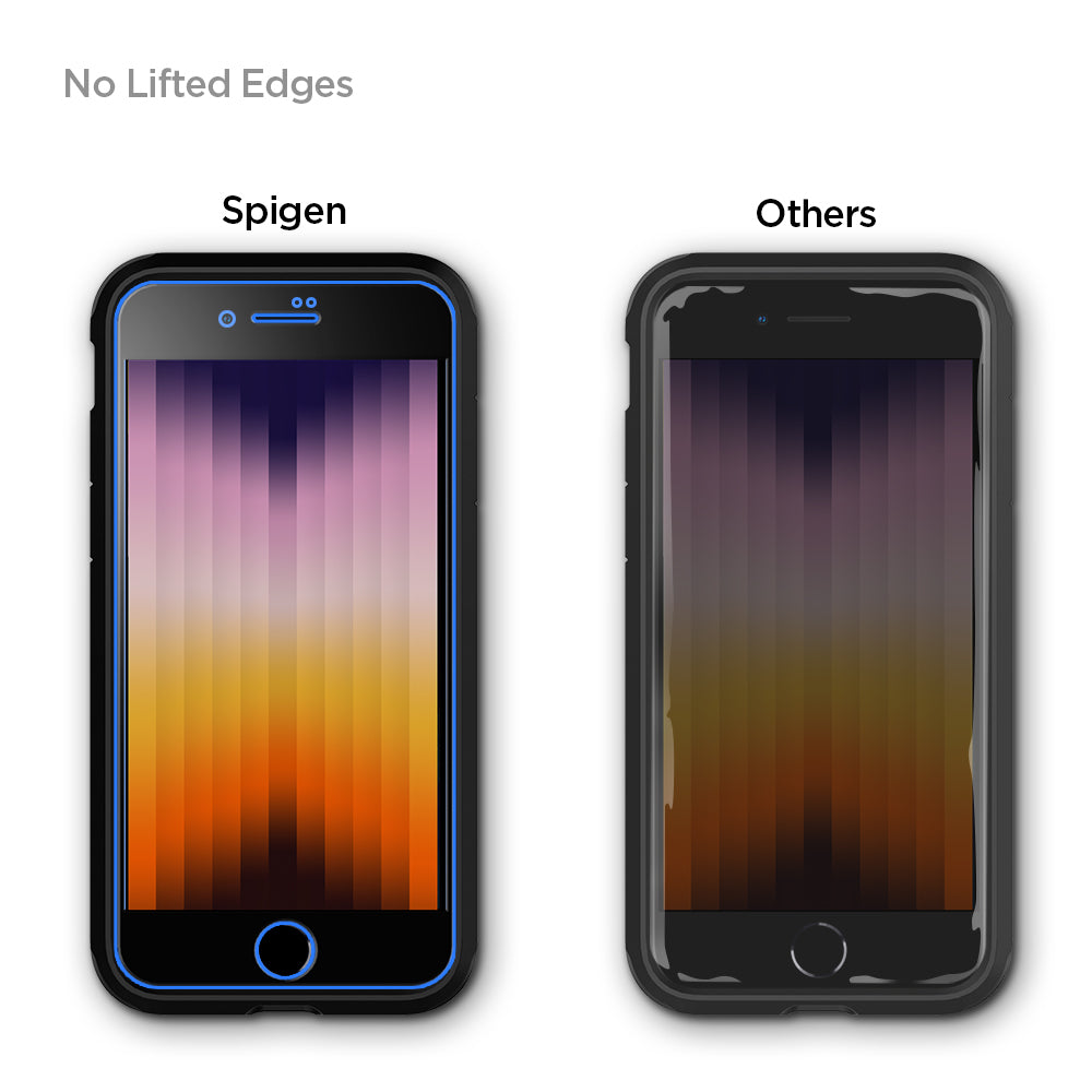 AGL01302 - iPhone SE Series Alignmaster Full Cover Screen Protector in black showing the no lifted edges.