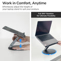 AMP08885 - Laptop Stand Hub LD204H work in comfort, anytime. Effortlessly adjust the height of your laptop stand to suit your posture. Full 360 rotation for ultimate flexibility.