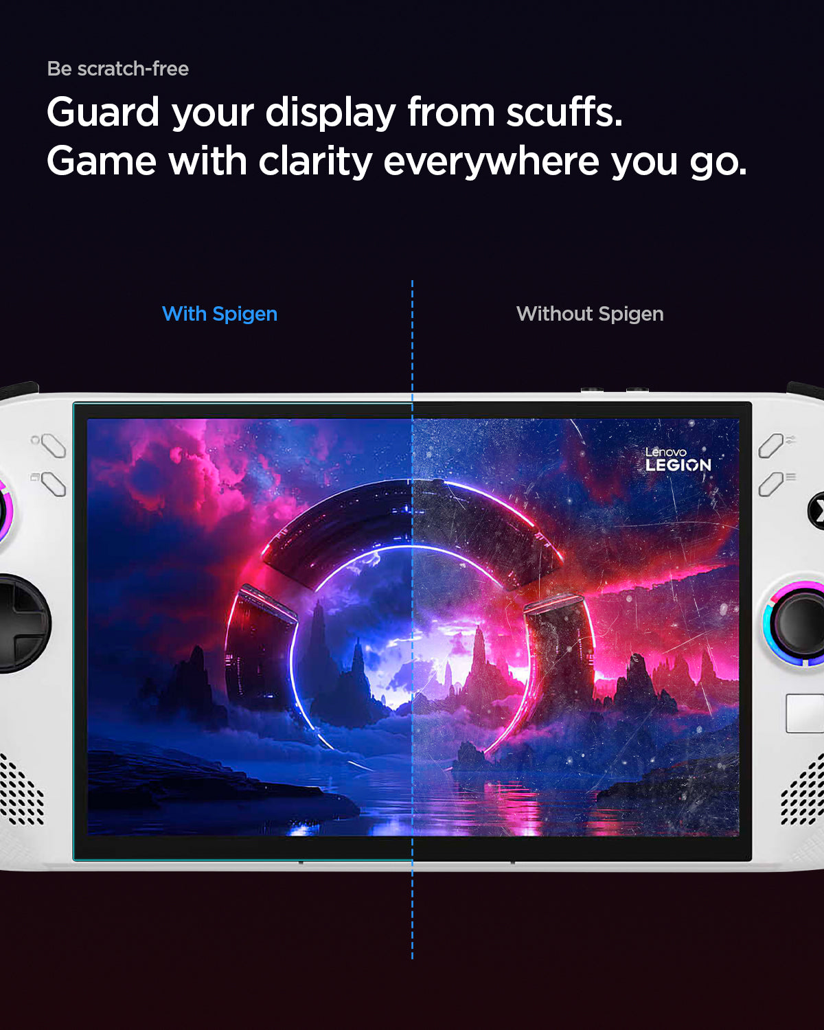 AGL09773 - Lenovo Legion Go S Glas.tR SLIM in Clear showing the scratch-free. Guard your display from scuffs. Game with clarity everywhere you go
