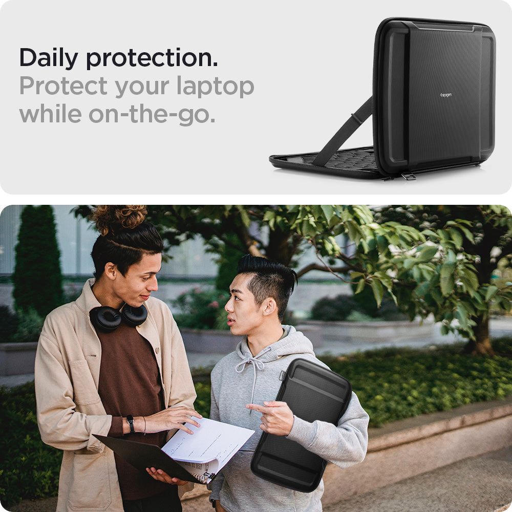 AFA04270 - Rugged Armor Pro Laptop Pouch 14" in Black showing the daily protection. Protect your laptop while on-the-go