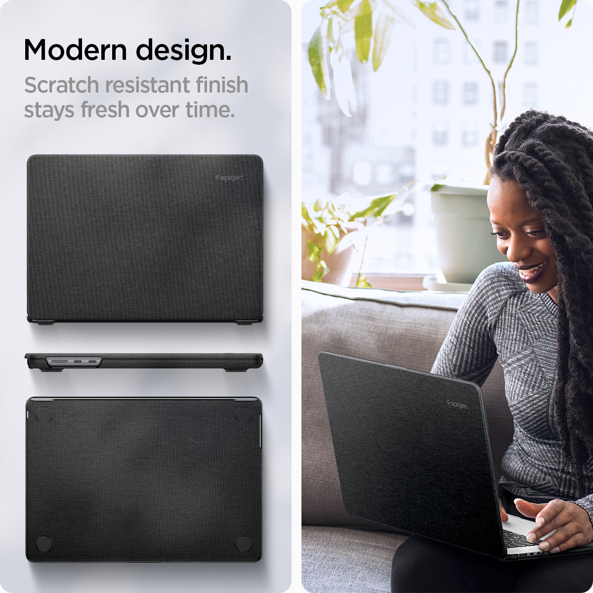 ACS06958 - MacBook Air 15-inch Case Urban Fit in Black showing the modern design. Scratch resistant finish stays fresh over time