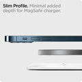 AMP02563 - MagFit in white showing the slim profile, minimal added dedpth for MagSafe charger