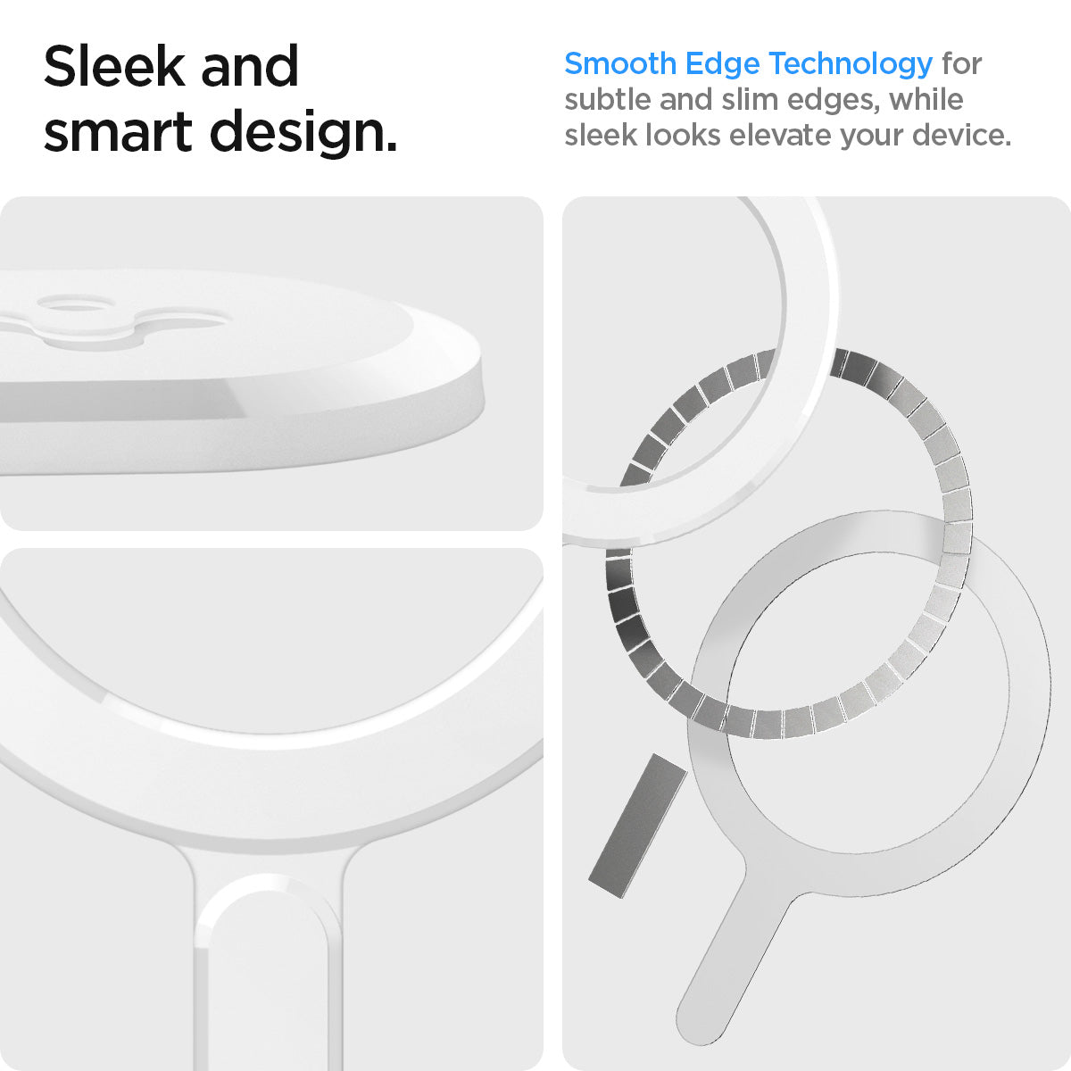 ACP08346 - Magnet Ring Plate (MagFit) in White showing the sleek and smart design. Smooth Edge Technology for subtle and slim edges, while sleek looks elevate your device