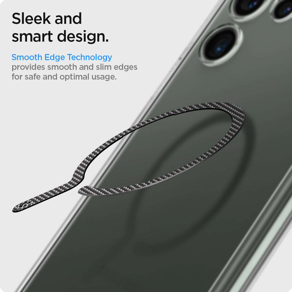 ACP03804 - OneTap MagSafe Metal Plate (MagFit) in carbon showing the sleek and smart design. Smooth Edge Technology provides smooth and slim edge for safe and optimal usage