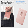 AFA07424 - MagSafe Card Holder Urban Fit (MagFit) in Rose Gold showing the textured pattern for extra grip, spider web anti-slip silicone molding stops wallet from slipping off
