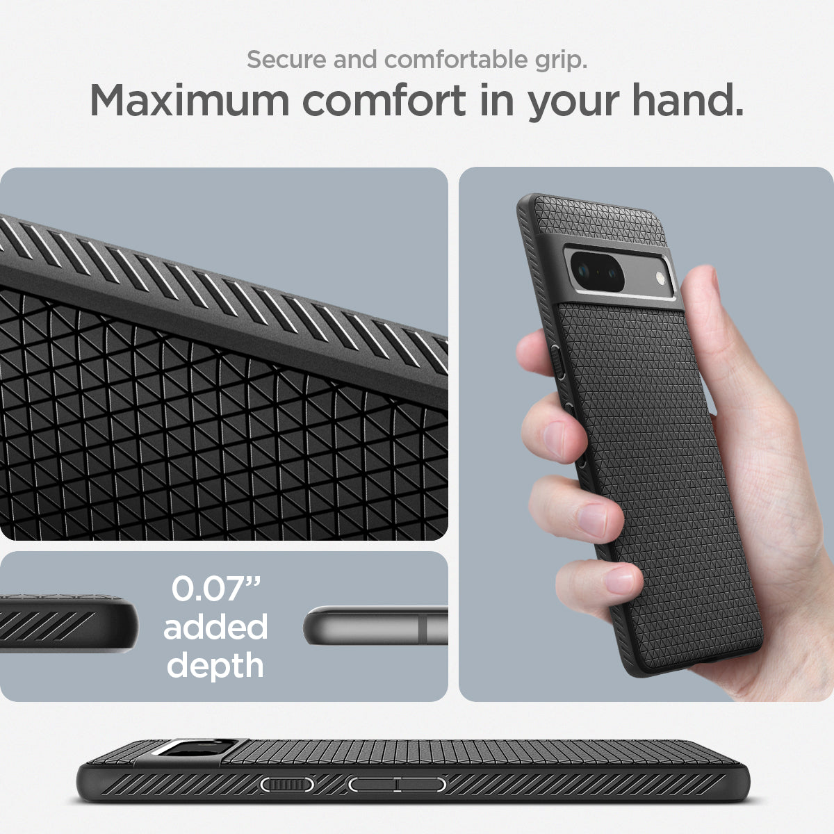 ACS05815 - Pixel 7a Case Liquid Air in matte black secure and comfortable grip. Maximum comfort in your hand.