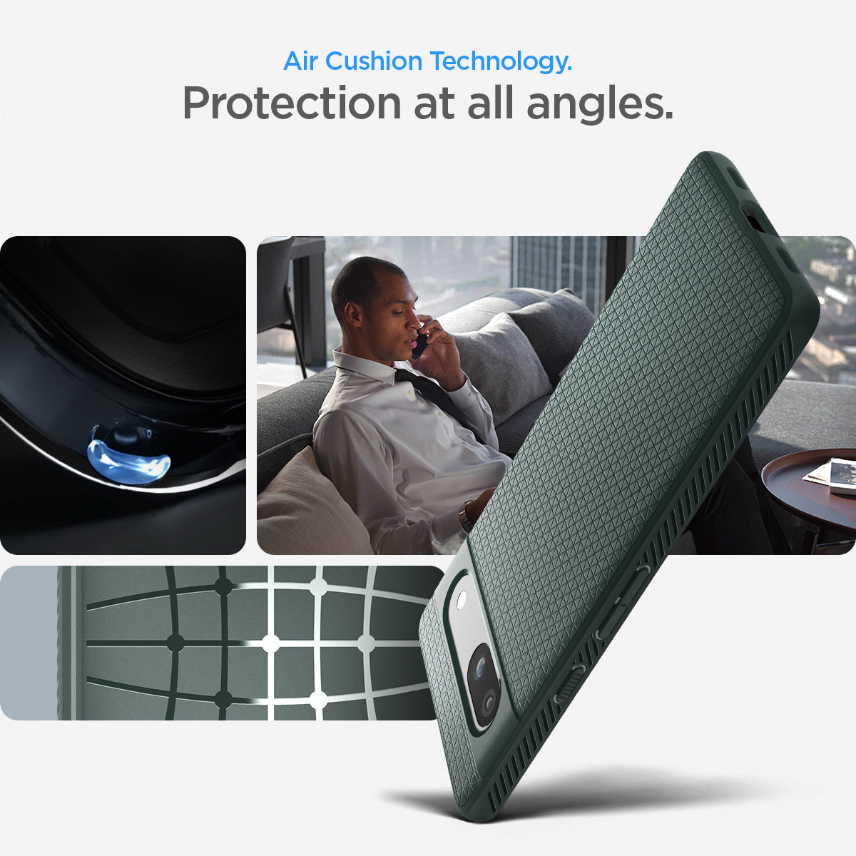 ACS06094 - Pixel 7a Case Liquid Air in abyss green aircushion technology. protection at all angles.