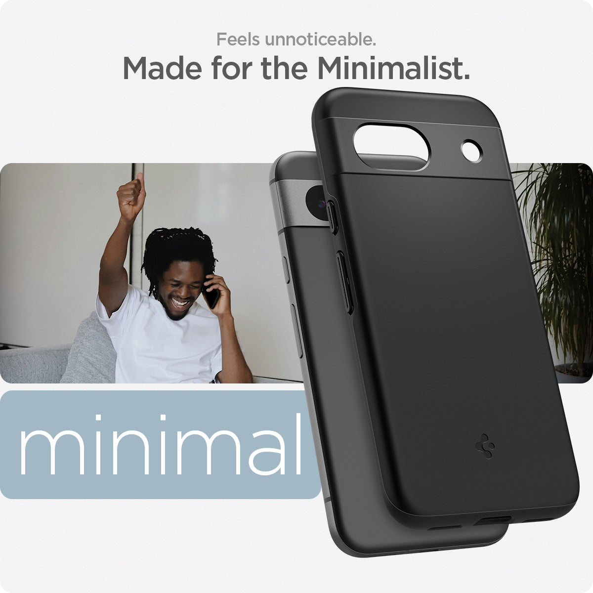 ACS07256 - Pixel 8a Case Thin Fit in feels unnoticeable made for the minimalist.Black
