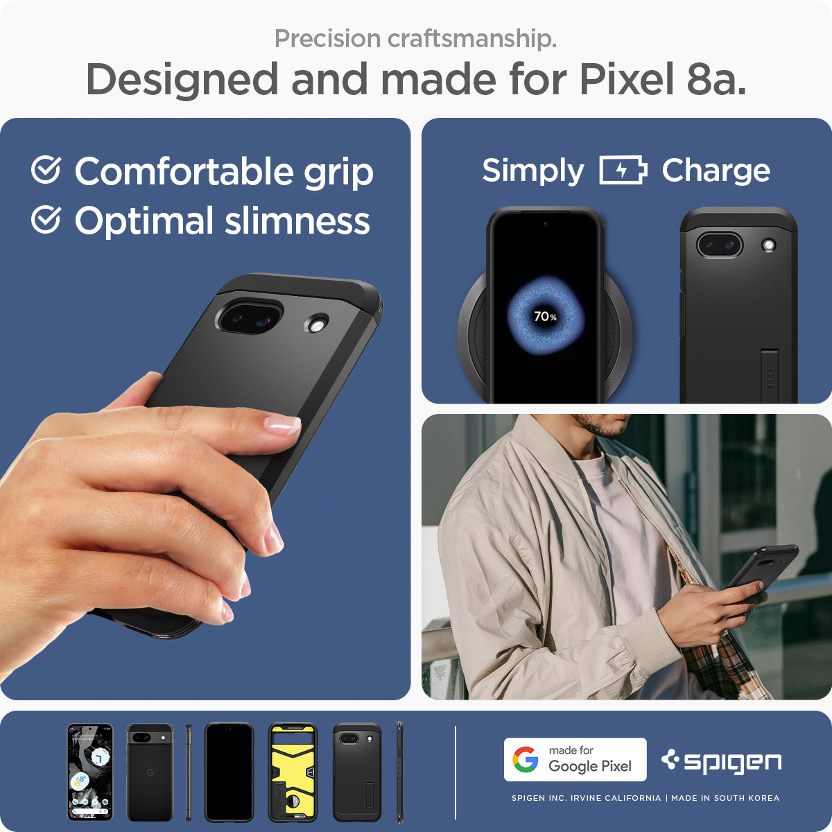 ACS07264 - Pixel 8a Case Tough Armor in Black precision craftsmanship. designed and made for pixel 8a. comfortable grip. optimal slimness.